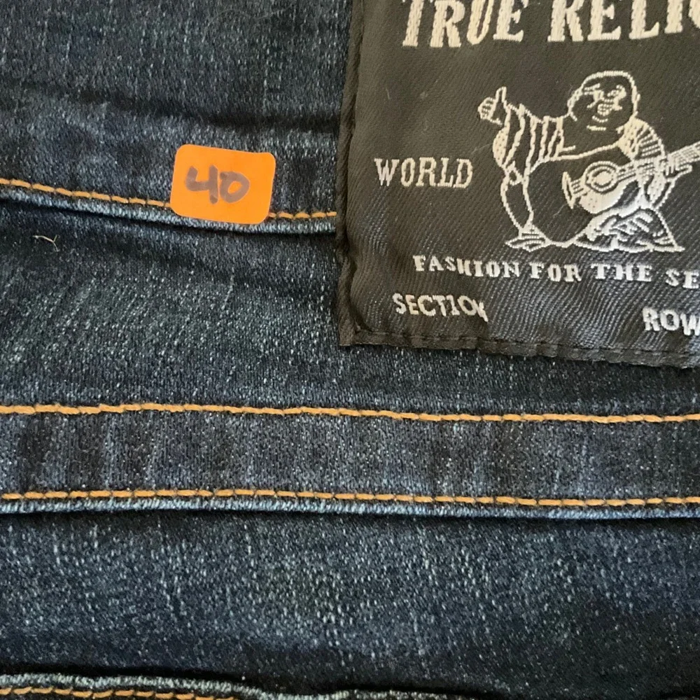 True Religion Ricky Relaxed Straight Men 38 Blue Denim Jeans Flap Pocket‎